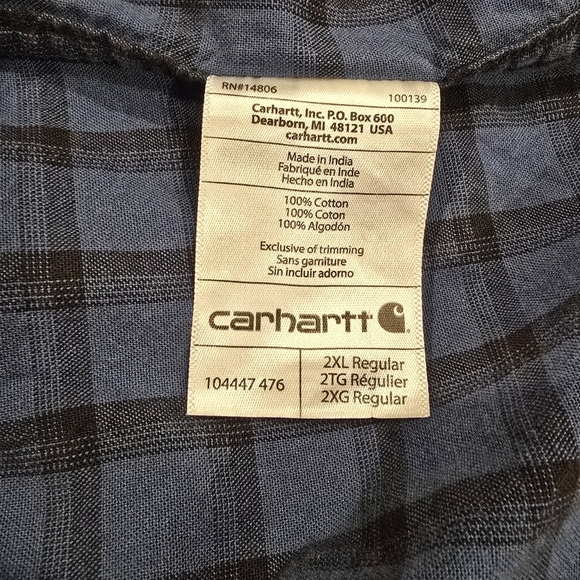 Carhartt Shirt Men’s 2XL Original Fit Long Sleeve Blue Plaid. - Picture 8 of 11
